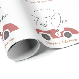 Fast One Red Race Car Boy 1st Birthday Geschenkpapier