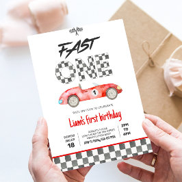 Fast One Vintag Race Car 1. Geburtstag Einladung