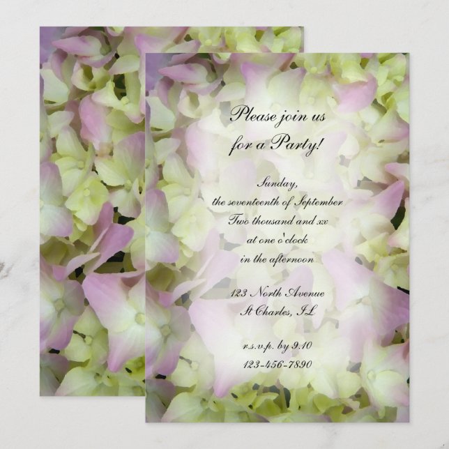 Fast Pink Hydrangea Blume Alle Ocassion Party Einladung (Vorne/Hinten)