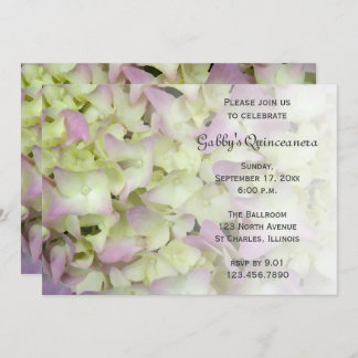 Fast Pink Hydrangea Blume Quinceanera Einladung
