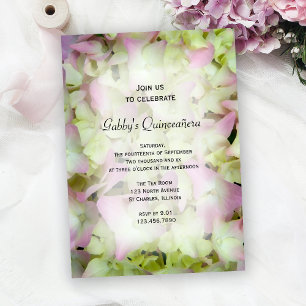 Fast Pink Hydrangea Blume Quinceañera Party Einladung