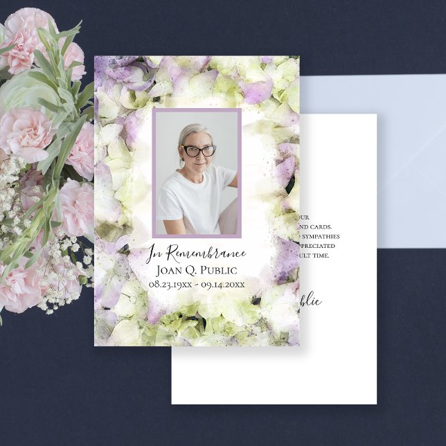 Fast Pink Hydrangea Wasserfarbe Beerdigung Beileid Dankeskarte (Von Creator hochgeladen)