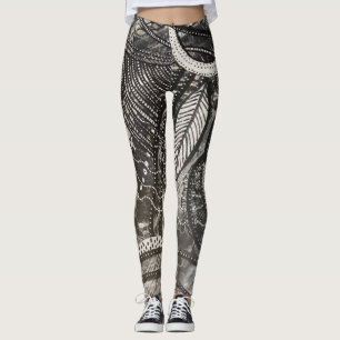 Fast überall 4 Schwarz-Weiß-Acrylmalereien Leggings