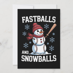 Fastballs und Schneebälle Baseball Schneemann Weih Einladung