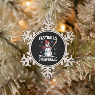 Fastballs Und Schneebälle Baseball Schneemann Weih Schneeflocken Zinn-Ornament