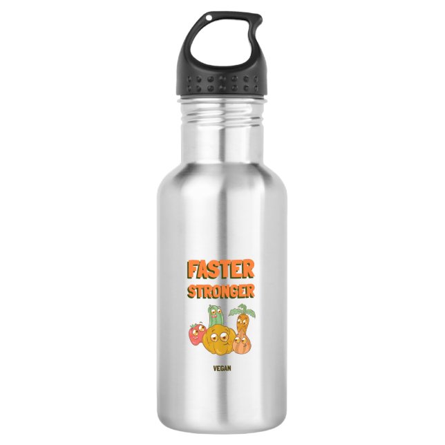 Faster Stronger Vegan Edelstahlflasche (Vorderseite)