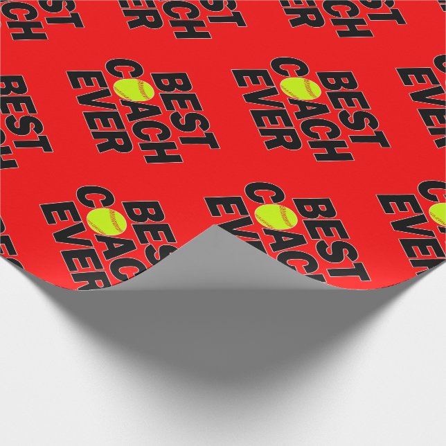 Fastfeld Softball Best Coach Ess Sports Party Geschenkpapier (Ecke)