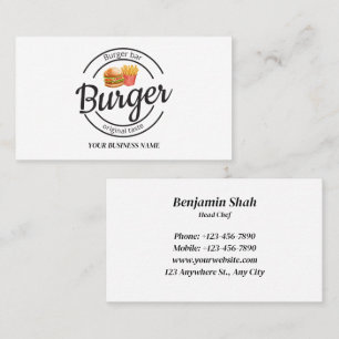 Fastfood Burger-Logo Visitenkarte