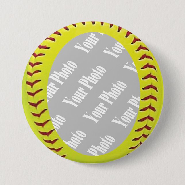 Fastpech-Softball-Fotovorlage Button (Vorderseite)