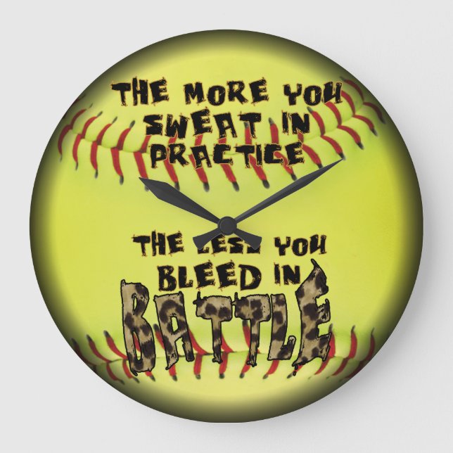 Fastpech Softball Leopard blute im Kampf Große Wanduhr (Vorderseite)