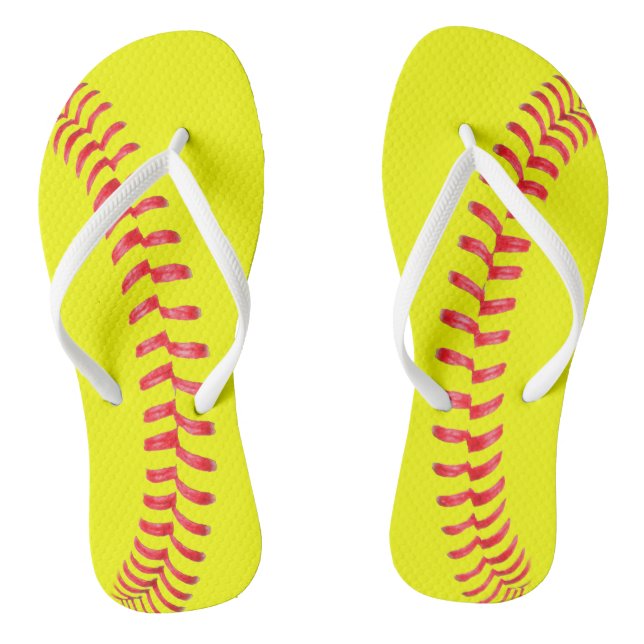 Fastpitch Softball Player Spaß Sport Frauen Flip Flops (Fußbett)