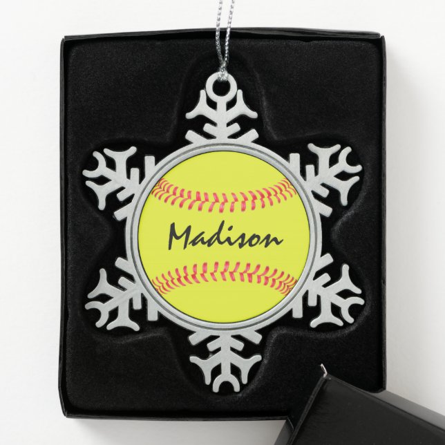 Fastpitch Softball Snowflake Weihnachtsschmuck Schneeflocken Zinn-Ornament (Box)