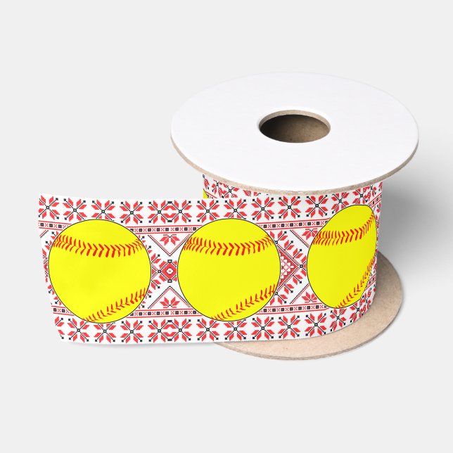 Fastpitch Softball Weihnachtsmuster Geschenkverpac Satinband (Spule)