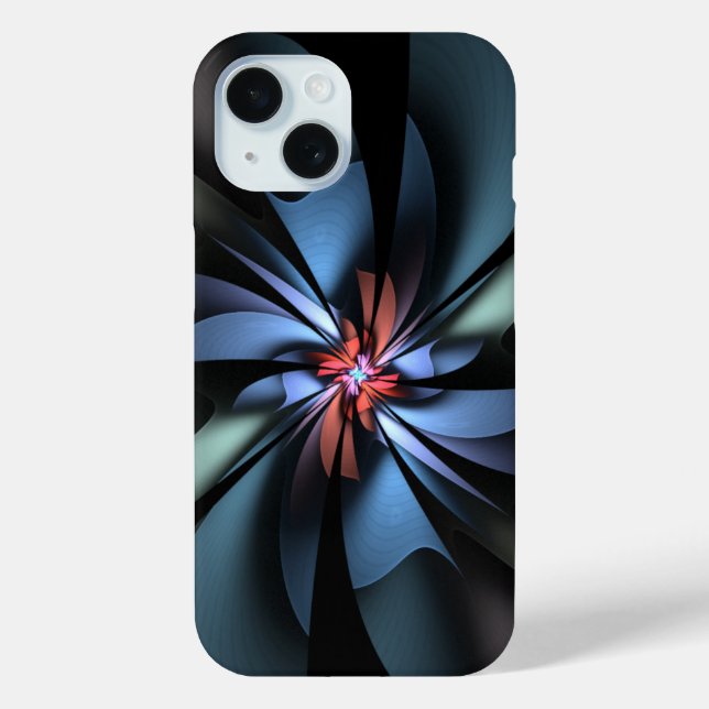 Faszination Light Blue Abstrakt iPhone 15 Hülle (Rückseite)