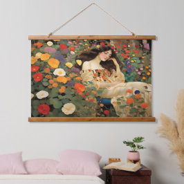 Faszinierend Vintage Hütte Landschaft Impressionis Wandteppich Mit Holzrahmen