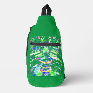 Faszinierende digitale Kunst in leuchtenden Farben Crossbody Bag