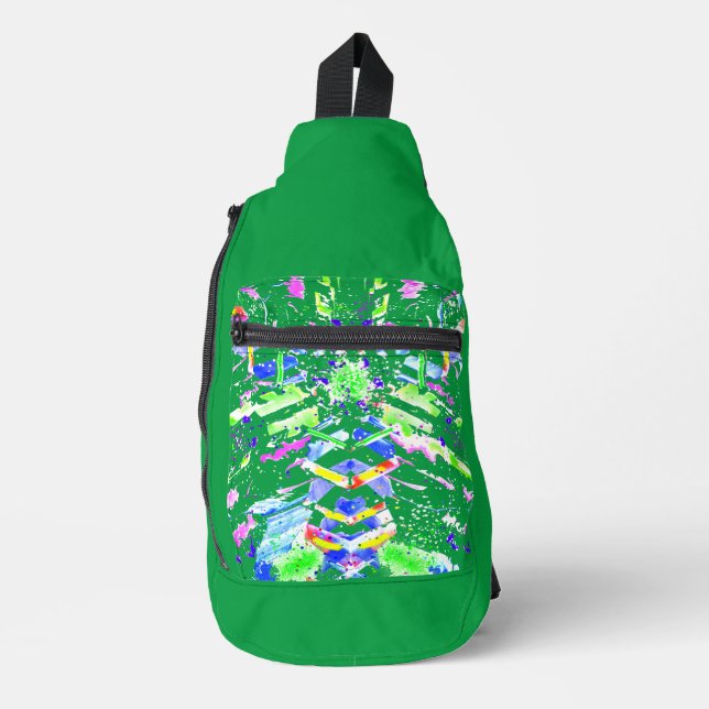 Faszinierende digitale Kunst in leuchtenden Farben Crossbody Bag (Vorderseite)