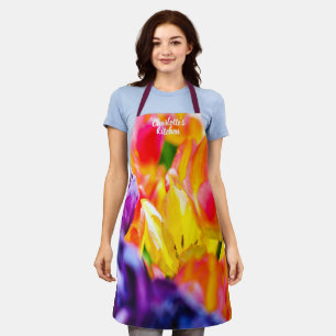 Faszinierende Lila, orangefarbene, gelbe Tulip-Blu Schürze