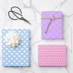 Faszinierende Pastellfarben mit Niedlichem Herzmus Geschenkpapier Set