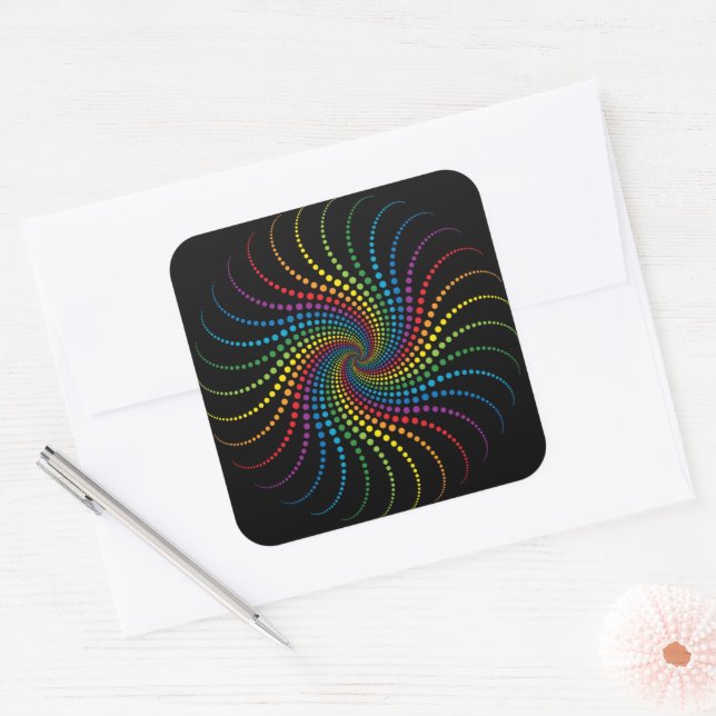Faszinierende Regenbogenspirale Quadratischer Aufkleber (Umschlag)