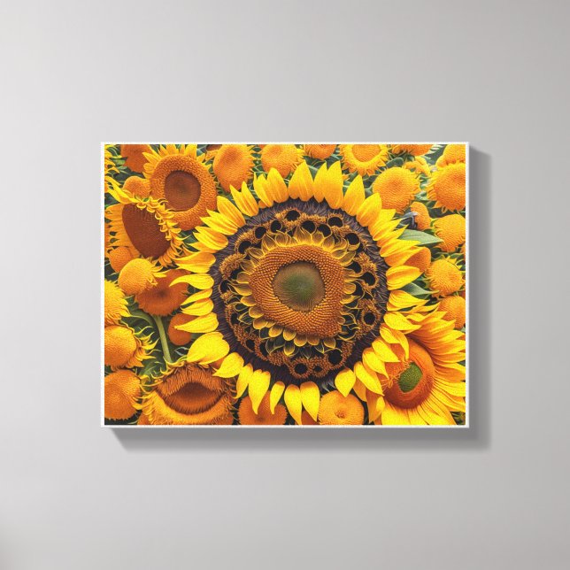 faszinierende Szene mit Sonnenblumen Leinwanddruck (Vorderseite)