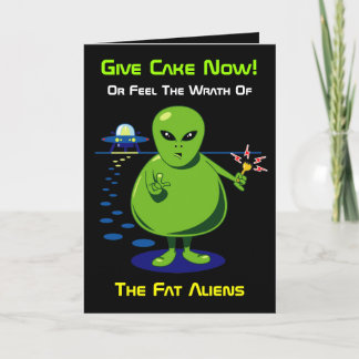Fat Alien Invasion Birthday Card Karte
