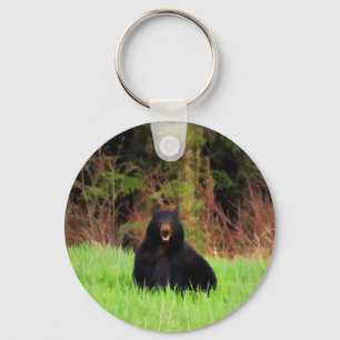 Fat Black Bear and Wilde Gräser Kunst, Dichtung un Schlüsselanhänger