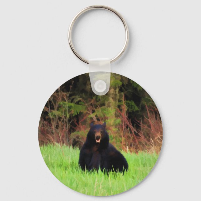 Fat Black Bear and Wilde Gräser Kunst, Dichtung un Schlüsselanhänger (Vorderseite)