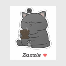Fat Black Cat Burnt Toast Aufkleber
