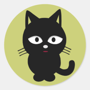 Fat Black Kitten Runder Aufkleber