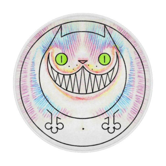 Fat Cat Happy Cat Cheshire Cat Grin Chopping Board Schneidebrett (Vorderseite)