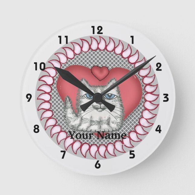 Fat Cat Heart Uhr (Vorderseite)