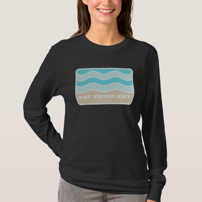 Fat Deer Key Florida Retro FL Waves Beach Souvenir T-Shirt (Vorderseite)