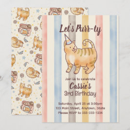 Fat Orange Watercolor Cat Birthday Collection Einladung