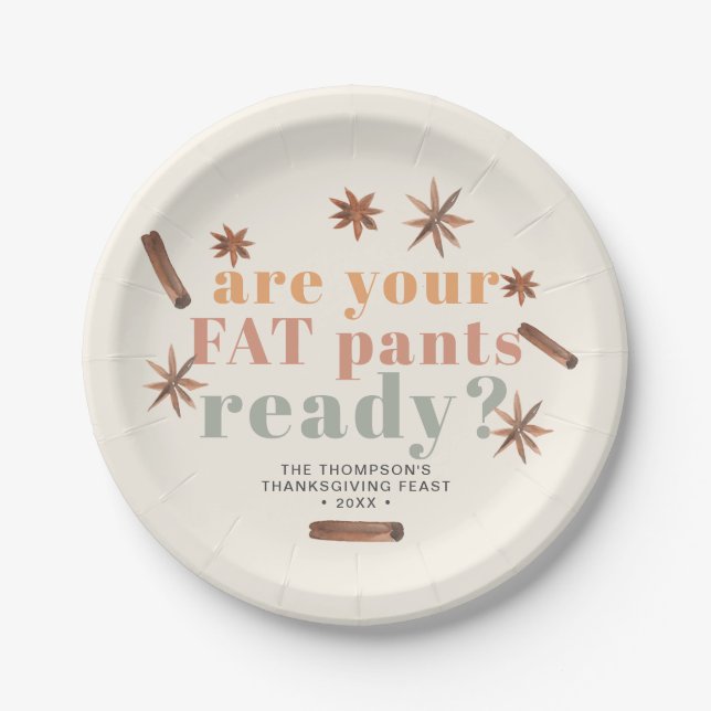 Fat Pants Erntedank Friendsgiving Pappteller (Vorderseite)
