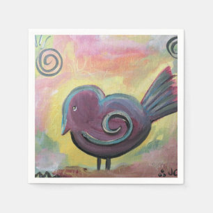 Fat Red Bird Fine Art Poster Serviette