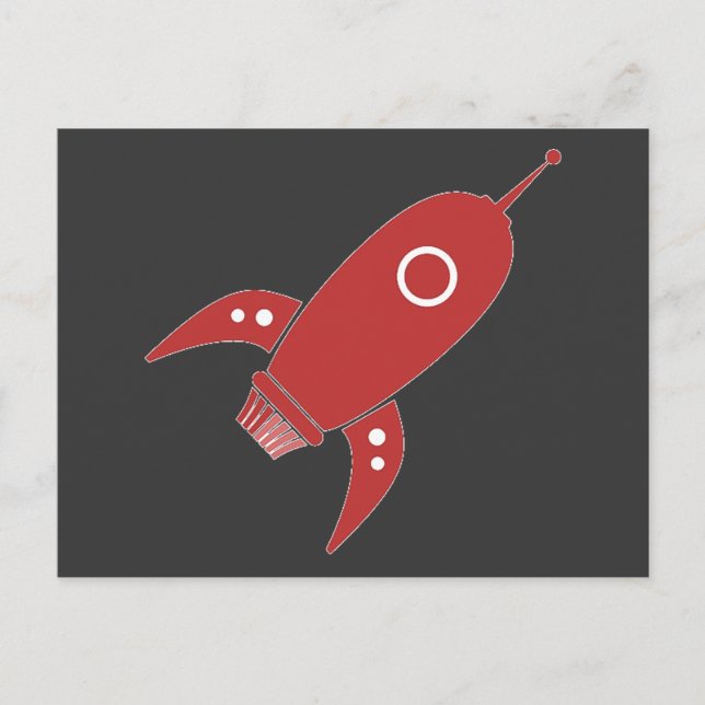 Fat Retro Rocket Ship Red Postkarte (Vorderseite)