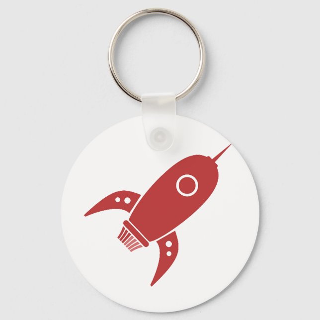 Fat Retro Rocket Ship Red Schlüsselanhänger (Vorderseite)