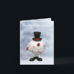 Fat Round Funny Tin Snowman Karte<br><div class="desc">Diese bearbeitbare Weihnachtskarte enthält einen lustigen, sehr runden Zinnschneemann mit Top Hut, Schal und Karotte. Perfekt für ein Team mit einer passenden Geschenktasche.</div>