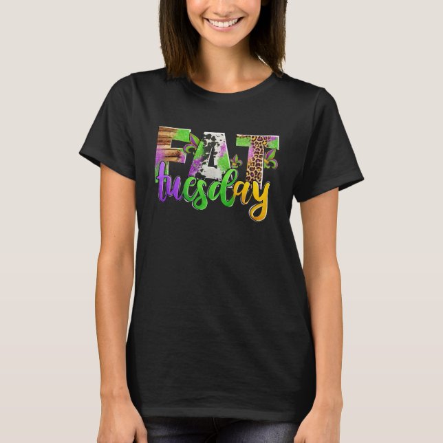 Fat Tuesday Mardi Gras Leopard And Cowhide T-Shirt (Vorderseite)