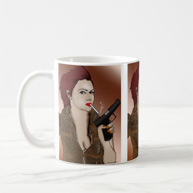 Fatale féminine - Fumer et Mug d'armes à feu (Gauche)