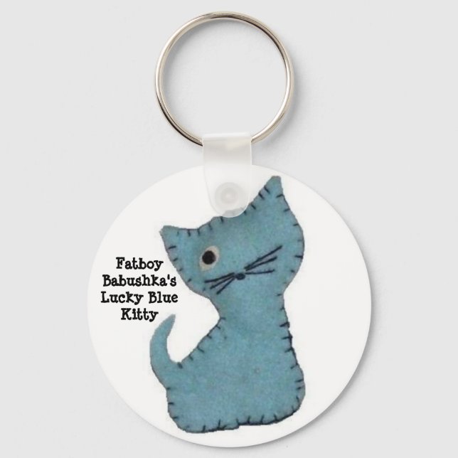 Fatboy Babushkas glücklicher blauer Kitty-Schlüsse Schlüsselanhänger (Vorderseite)