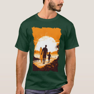 Father and Son Surfing Vathers Day Gift Fam T-Shirt