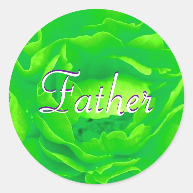 Father Bright Green Rose Sticker (Vorderseite)