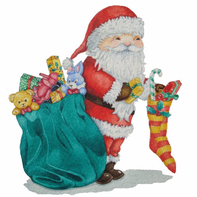 father Christmas and gifts festive Photo Sculpture Fotoskulptur Magnet (Vorne)