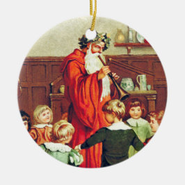 Father Christmas Blowing The Horn Keramik Ornament