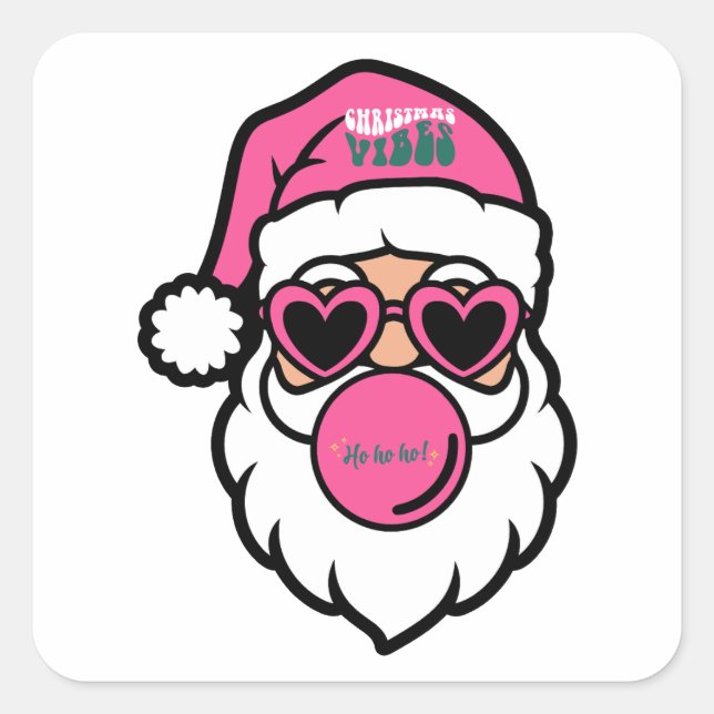 Father Christmas Frohe Weihnachtsaufkleber Quadratischer Aufkleber (Vorderseite)