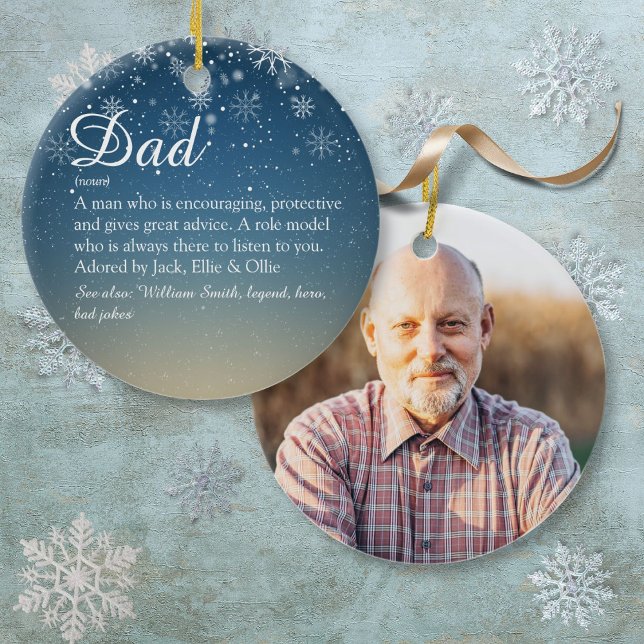 Father Dad Papa Definition Christmas Photo Keramik Ornament (Father Dad Papa Definition Christmas Photo Ceramic Ornament)