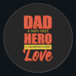 Father Gift | Dad Hero Love Runder Aufkleber<br><div class="desc">Father Gift | Dad Hero Love</div>