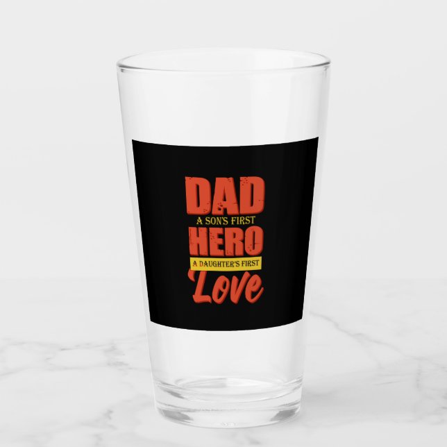 Father Gift | Vater Hero Liebe Glas (Vorderseite)